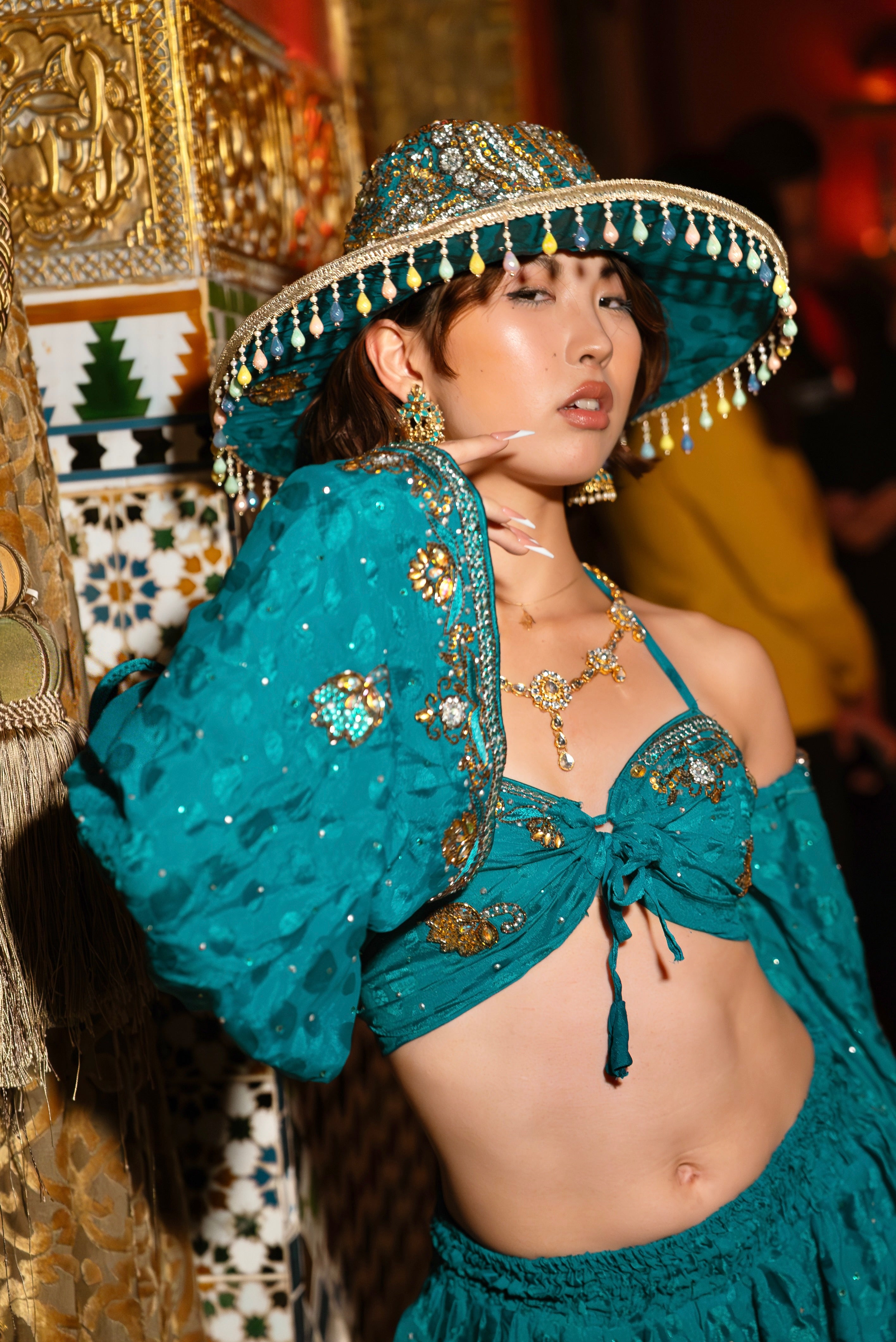 Turquoise Alchemy Lotus Mini Skirt Set