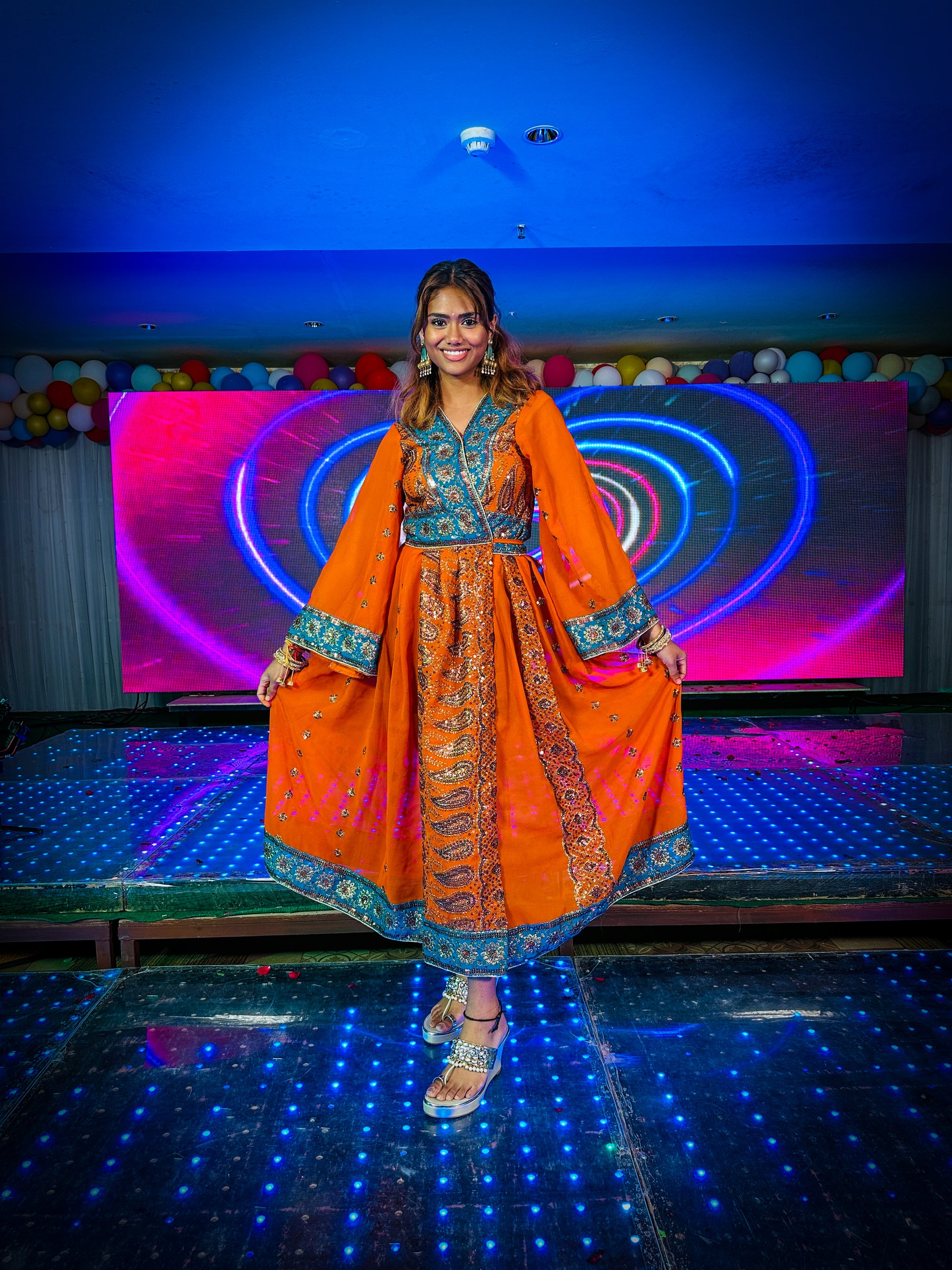 short jacket anarkali dress Hand Block Printed Cotton Anarkali Dress With double Layered short jacket XXL