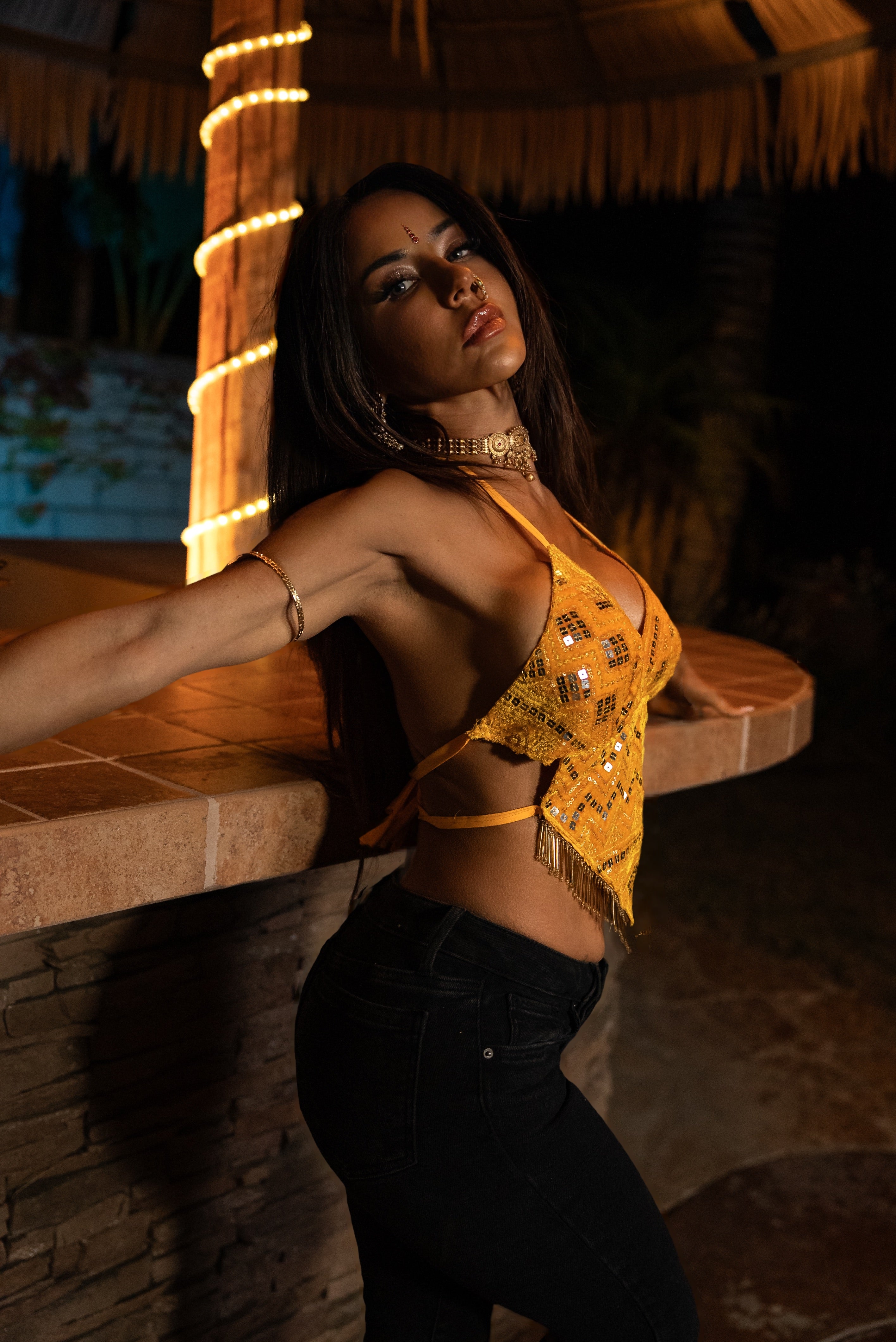 Sun Goddess Yellow Venus Sequin Top