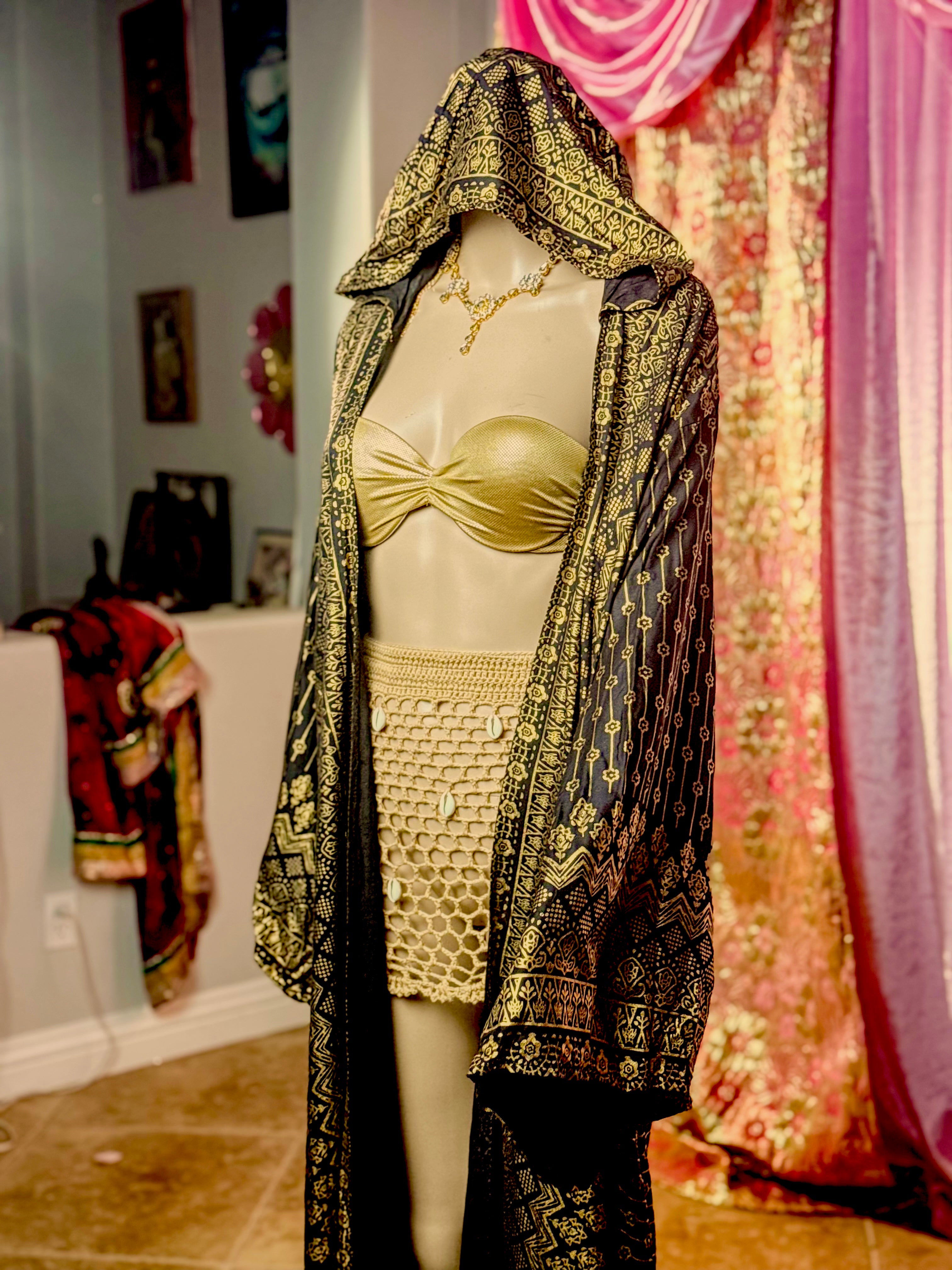 Black Lotus Kimono with hood