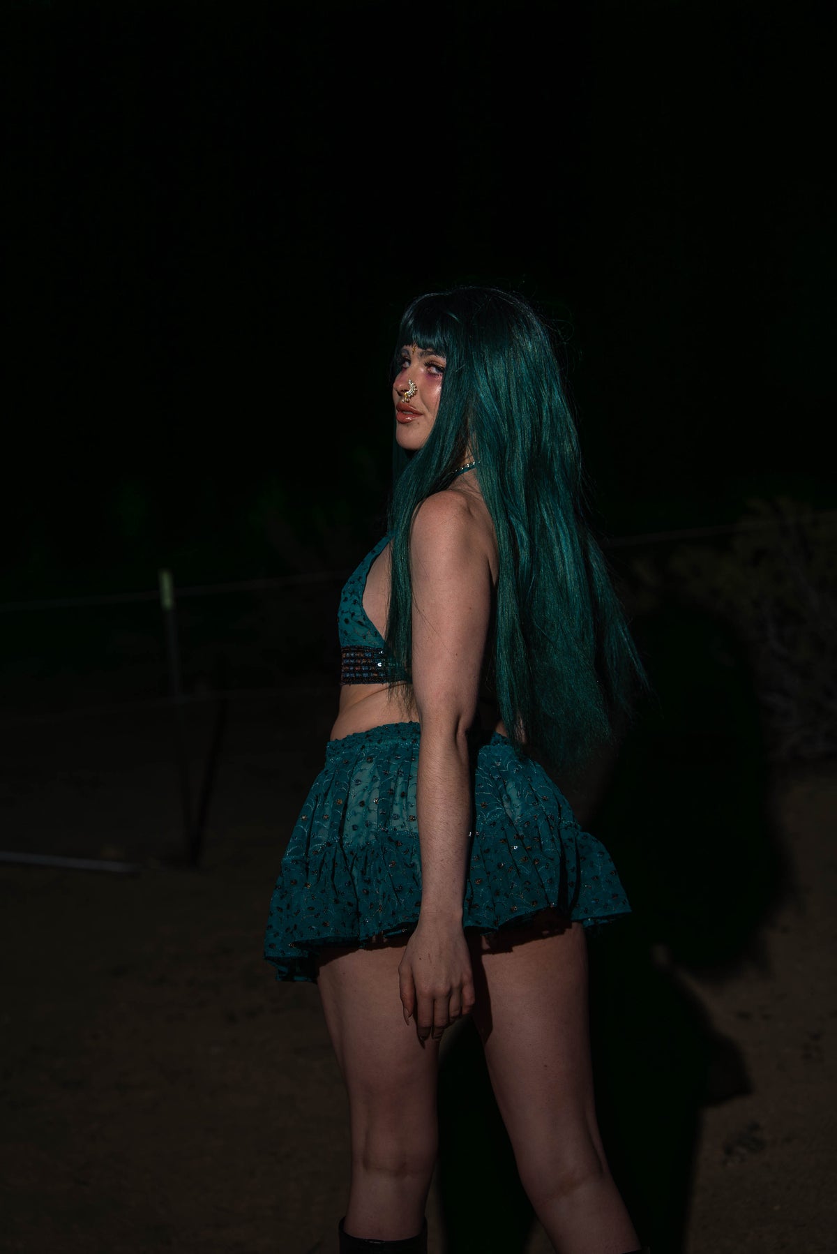 teal mystic Micro Mini Gehr Skirt Set