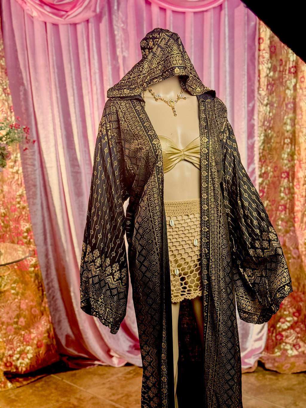 Black Lotus Kimono with hood