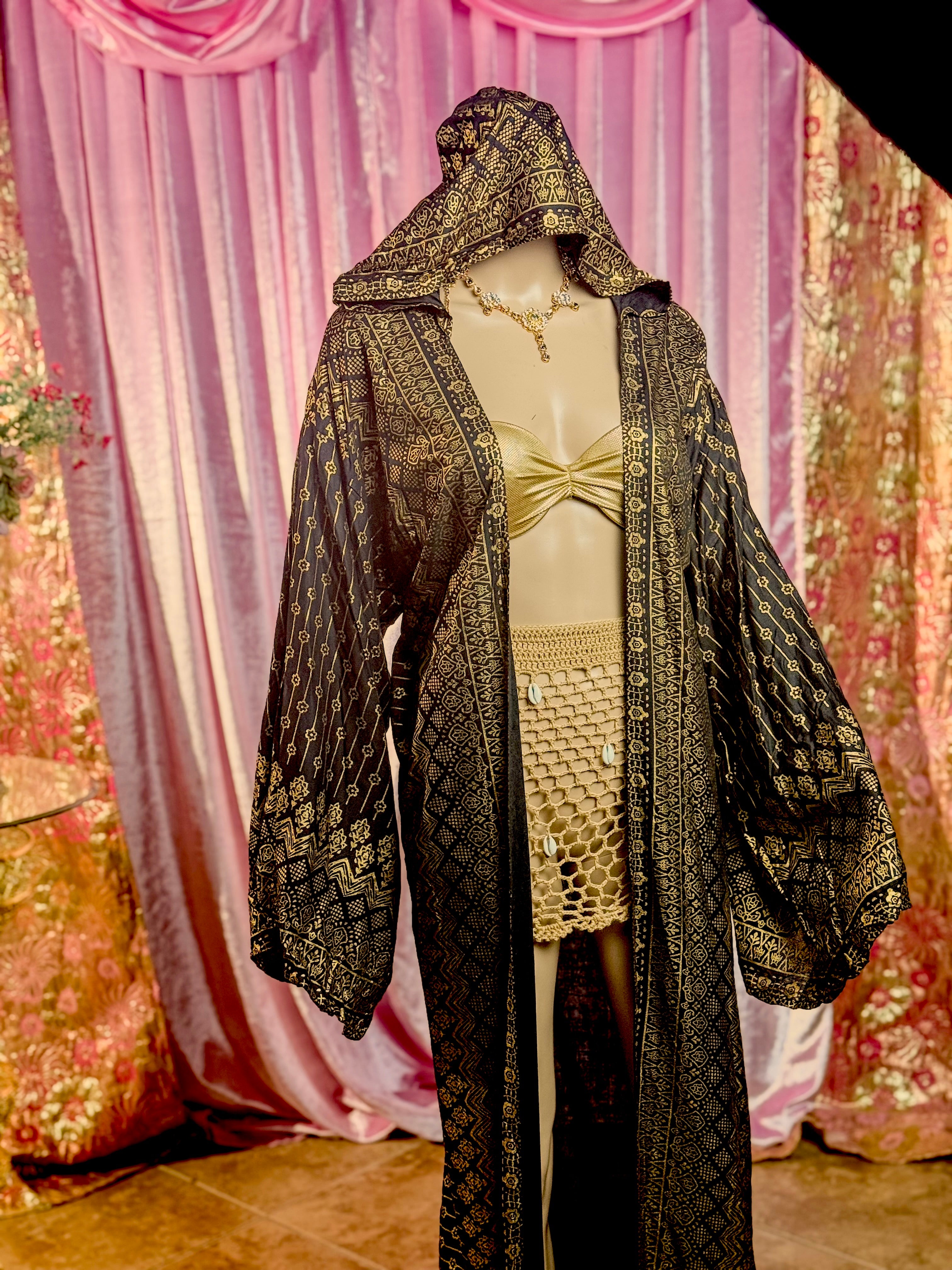 Black Lotus Kimono with hood