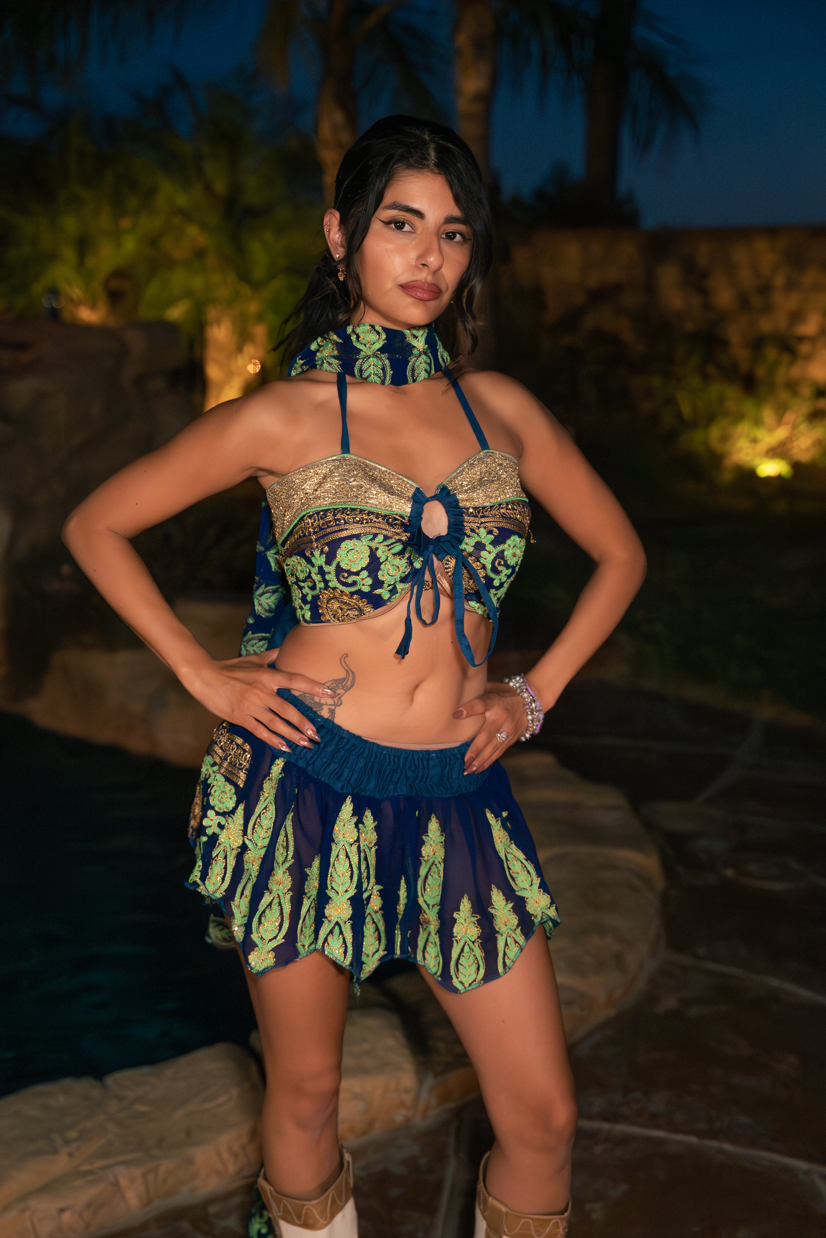 Mystic fairy lotus mini skirt set