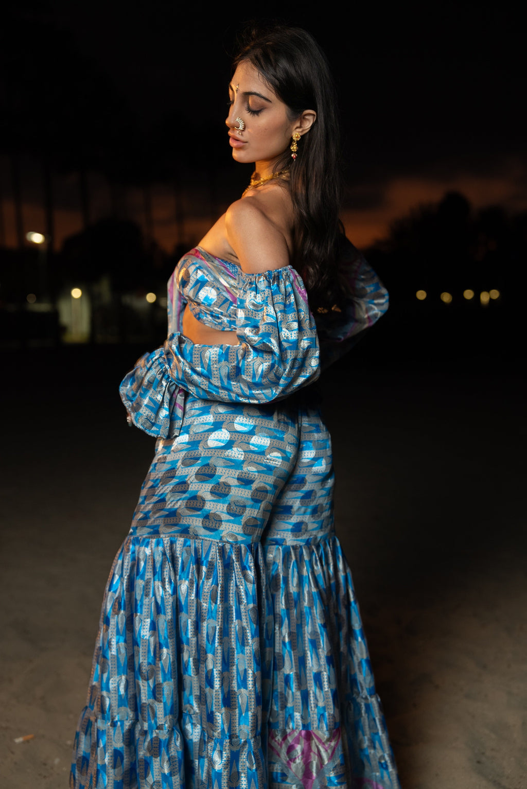 Egyptian Blue Pharaoh Sharara Pants Set