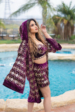 Load image into Gallery viewer, Pyramid Plum Velvet Ruffle Mini Skirt Set
