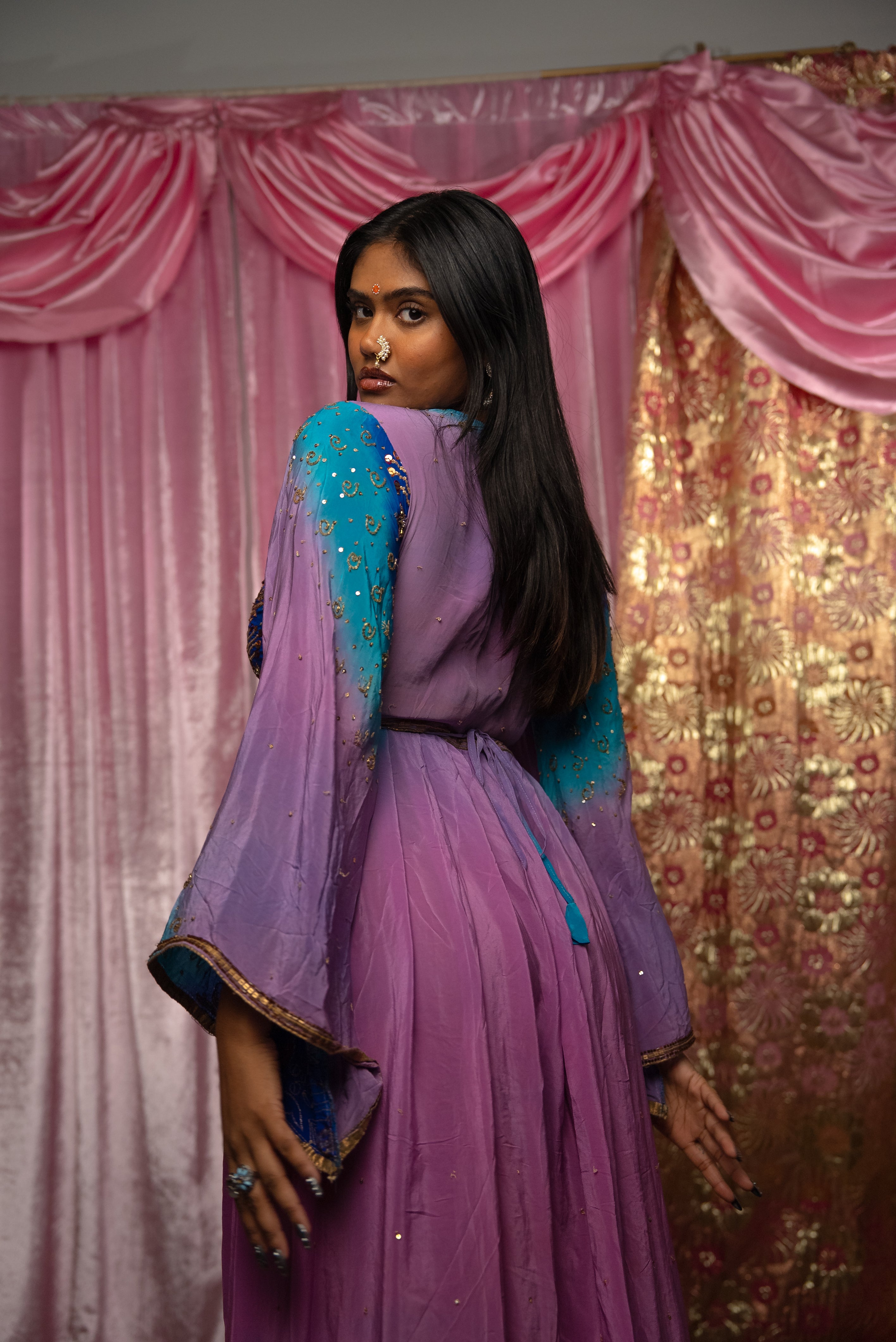 Lavender Dreams Anarkali Kimono Dress