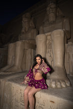 Load image into Gallery viewer, Golden Amethyst Lotus Mini Skirt Set

