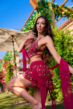 Load image into Gallery viewer, Pink lotus shakti mini skirt set
