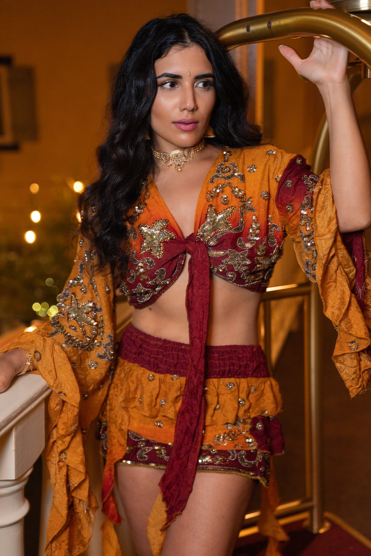 Fire Princess ruffle mini skirt set