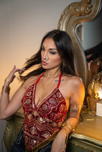 Load image into Gallery viewer, Ruby Velvet Venus Fringe Top
