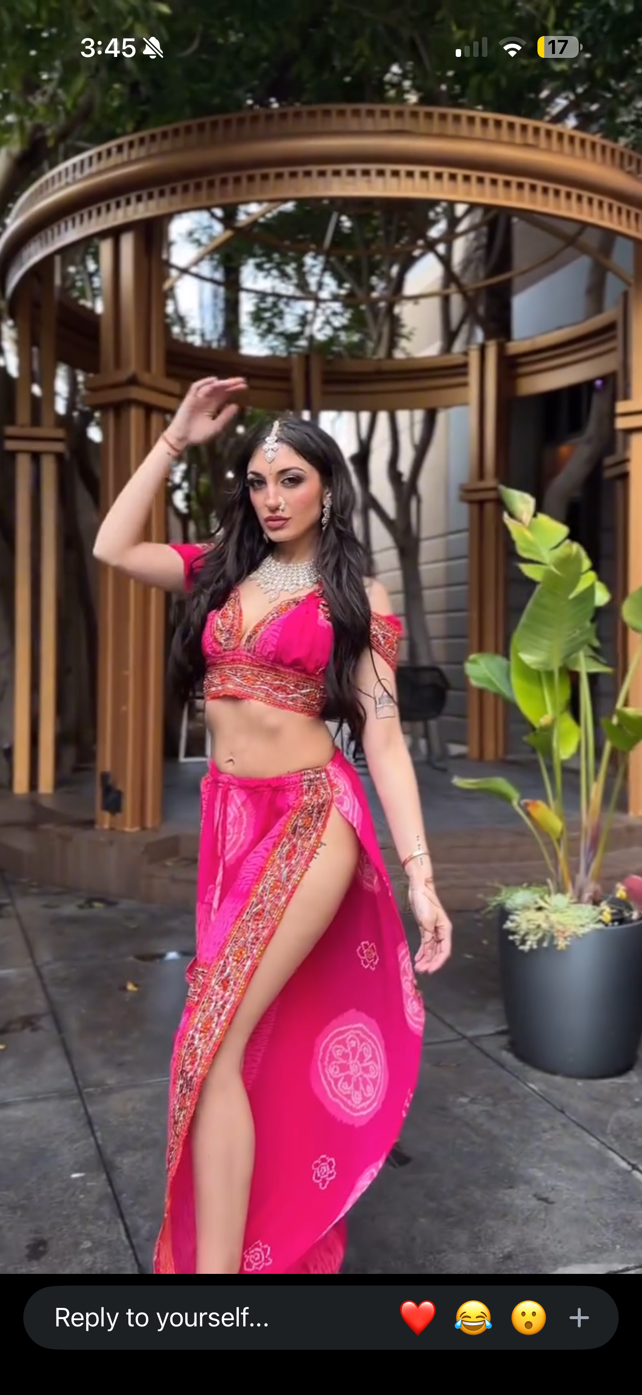 Pink Bandhani Lotus Jasmine Set