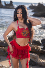 Load image into Gallery viewer, Fire Lotus Ruffle Mini Skirt Set
