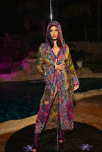 Load image into Gallery viewer, Purple garden Hoodie Kimono
