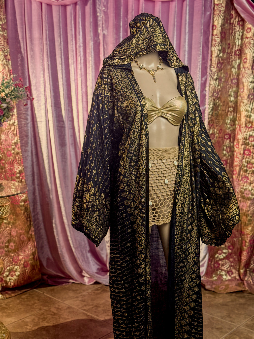Black Lotus Kimono with hood