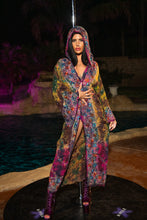 Load image into Gallery viewer, Purple garden Hoodie Kimono
