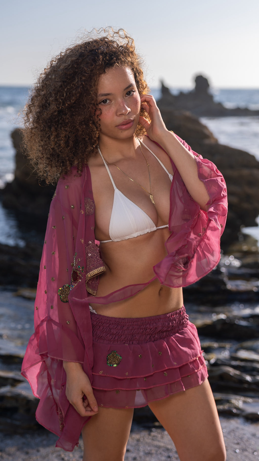 Bohemian Rose Ruffle Skirt Set