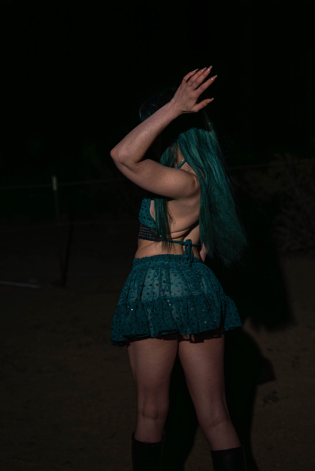 teal mystic Micro Mini Gehr Skirt Set