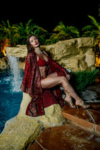 Load image into Gallery viewer, Golden Rubies Kimono with hood

