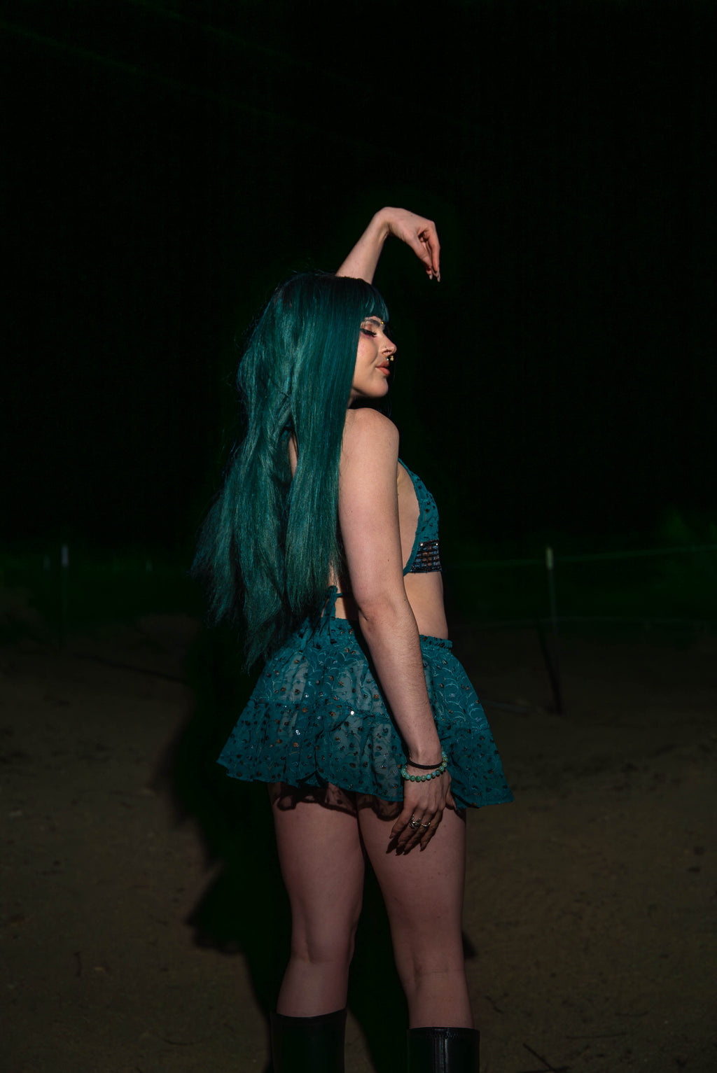 teal mystic Micro Mini Gehr Skirt Set