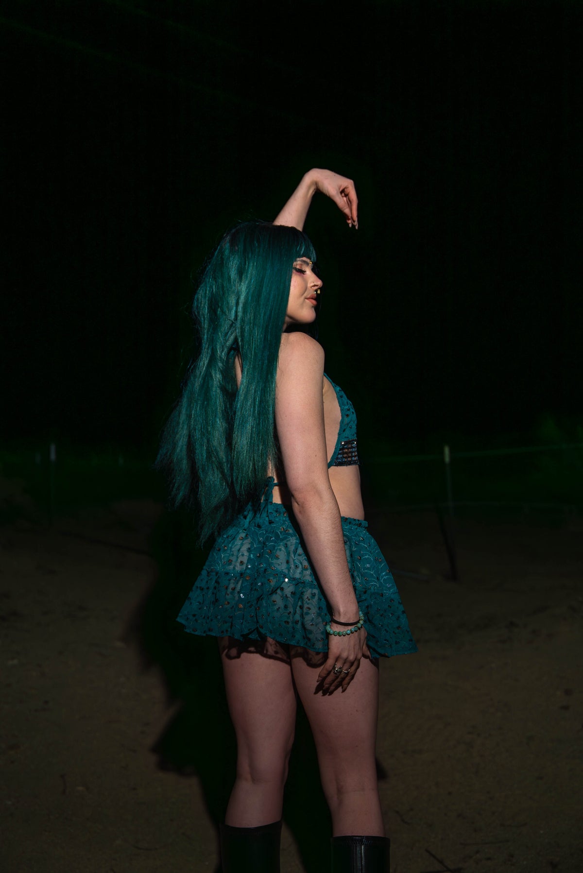 teal mystic Micro Mini Gehr Skirt Set