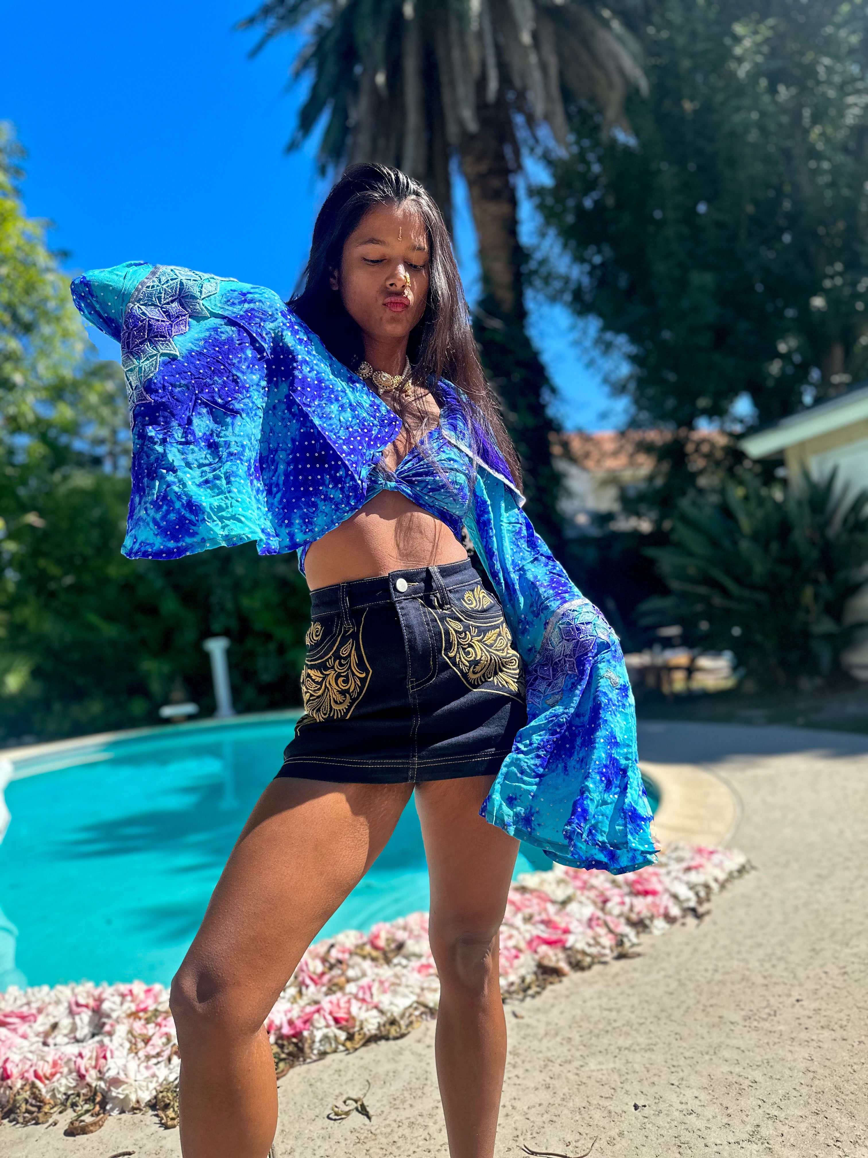 Tie-dye ocean wrap top hoodie