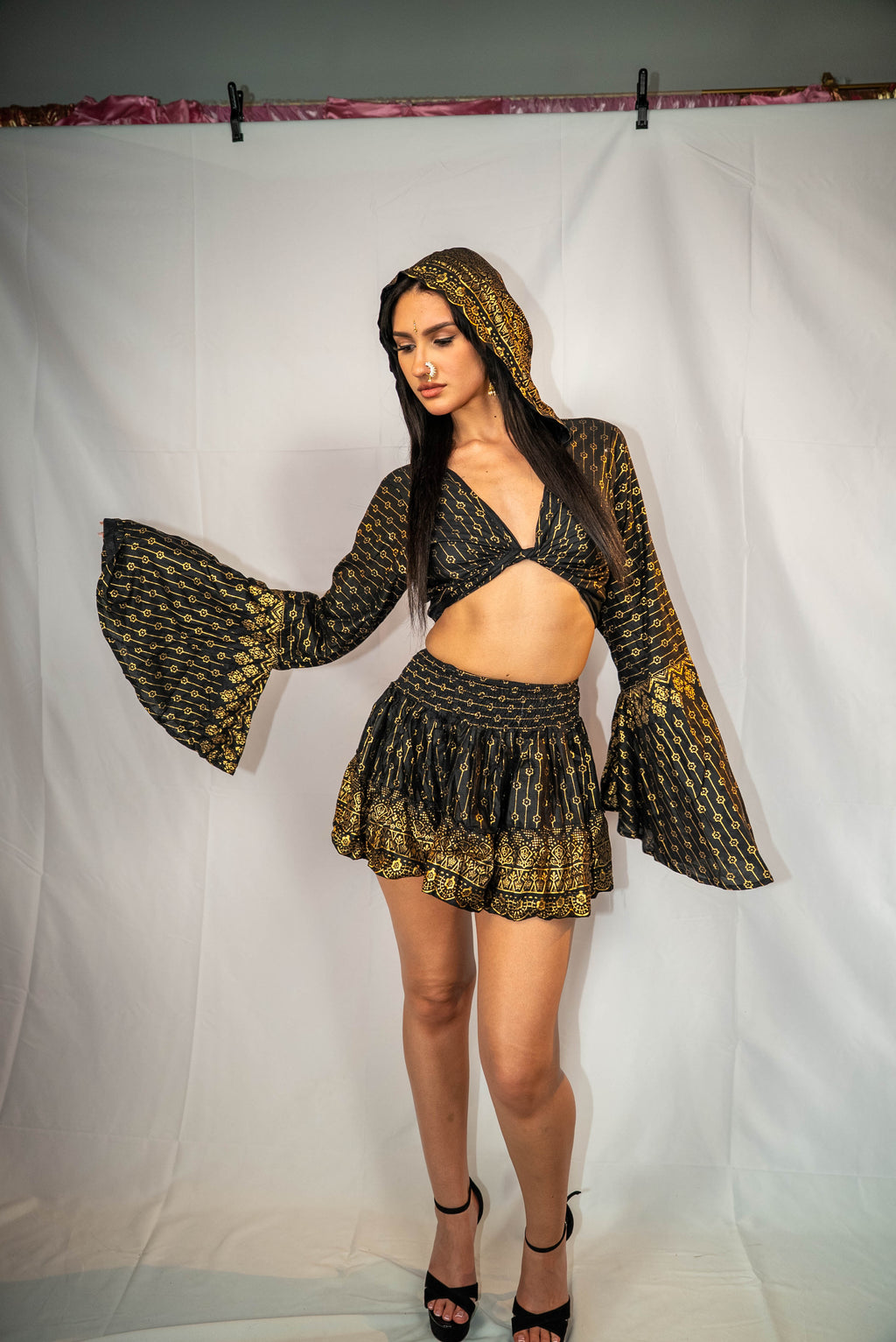 Black Lotus Mini Skirt Set (petite skirt)
