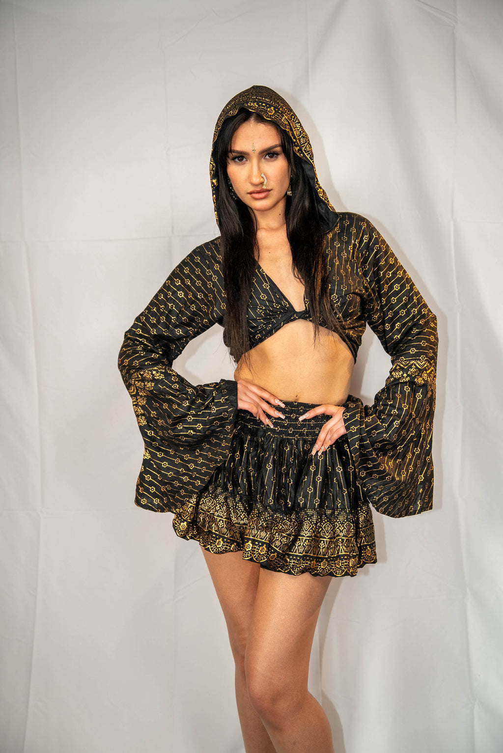 Black Lotus Mini Skirt Set (petite skirt)