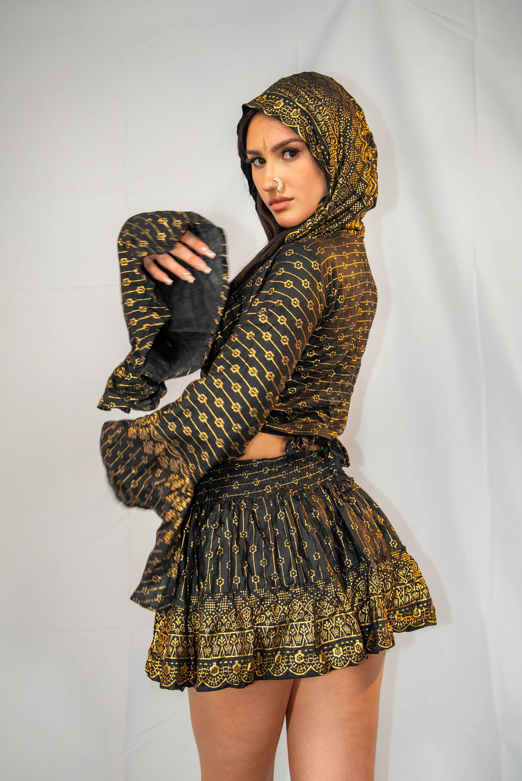 Black Lotus Mini Skirt Set (petite skirt)