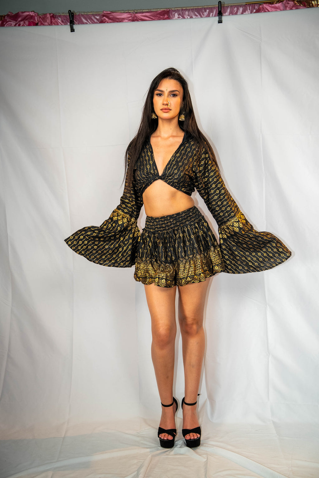 Black Lotus Mini Skirt Set (petite skirt)