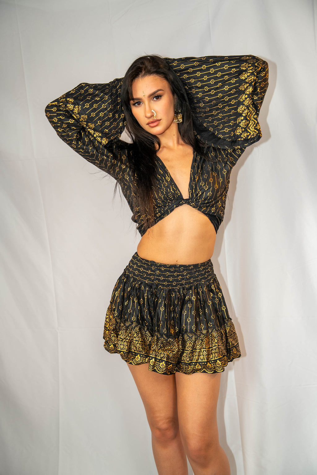 Black Lotus Mini Skirt Set (petite skirt)