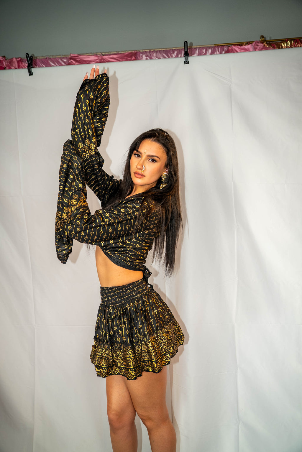 Black Lotus Mini Skirt Set (petite skirt)