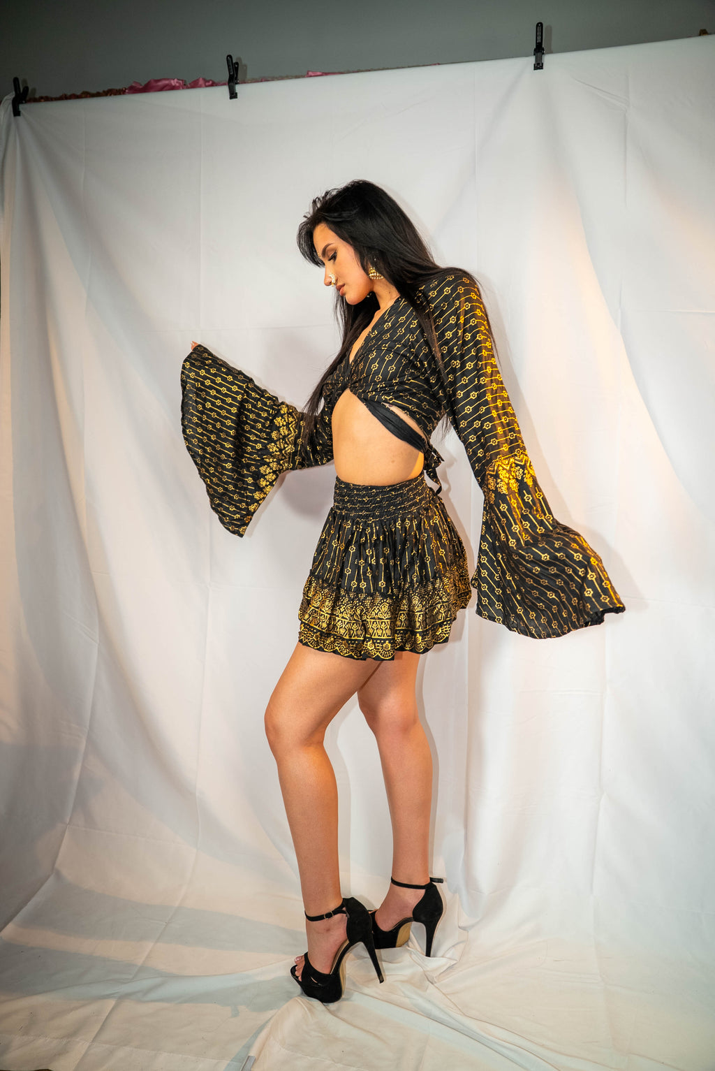 Black Lotus Mini Skirt Set (petite skirt)
