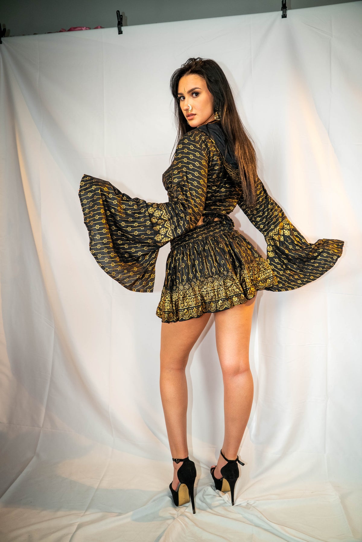 Black Lotus Mini Skirt Set (petite skirt)