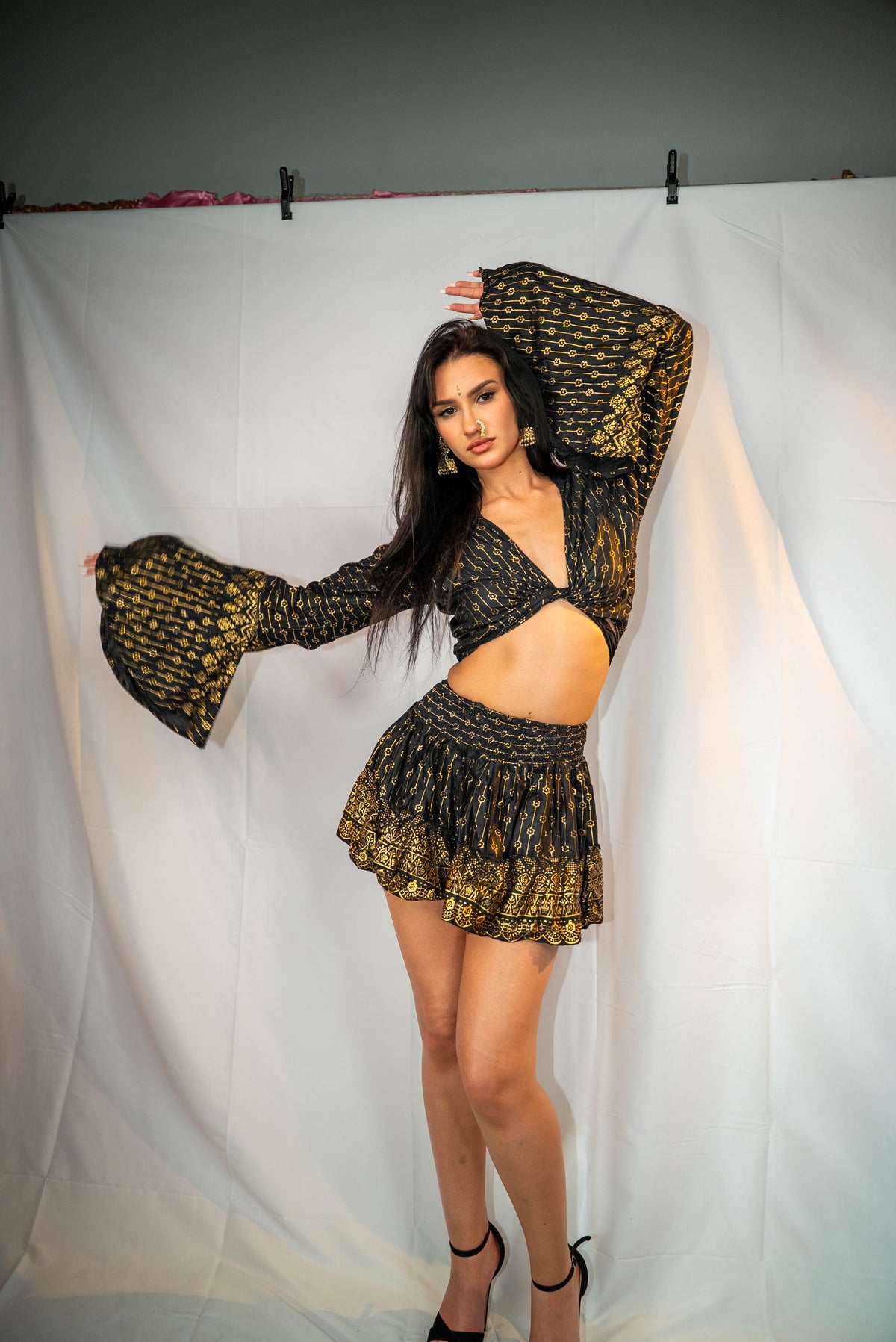 Black Lotus Mini Skirt Set (petite skirt)