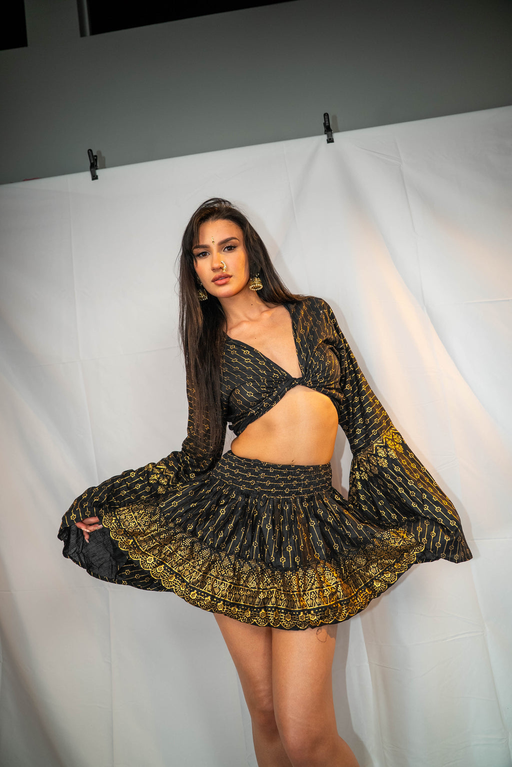 Black Lotus Mini Skirt Set (petite skirt)