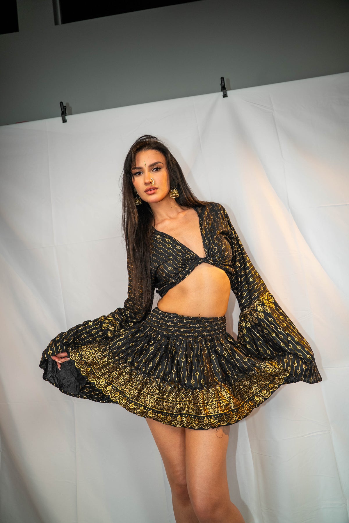 Black Lotus Mini Skirt Set (petite skirt)
