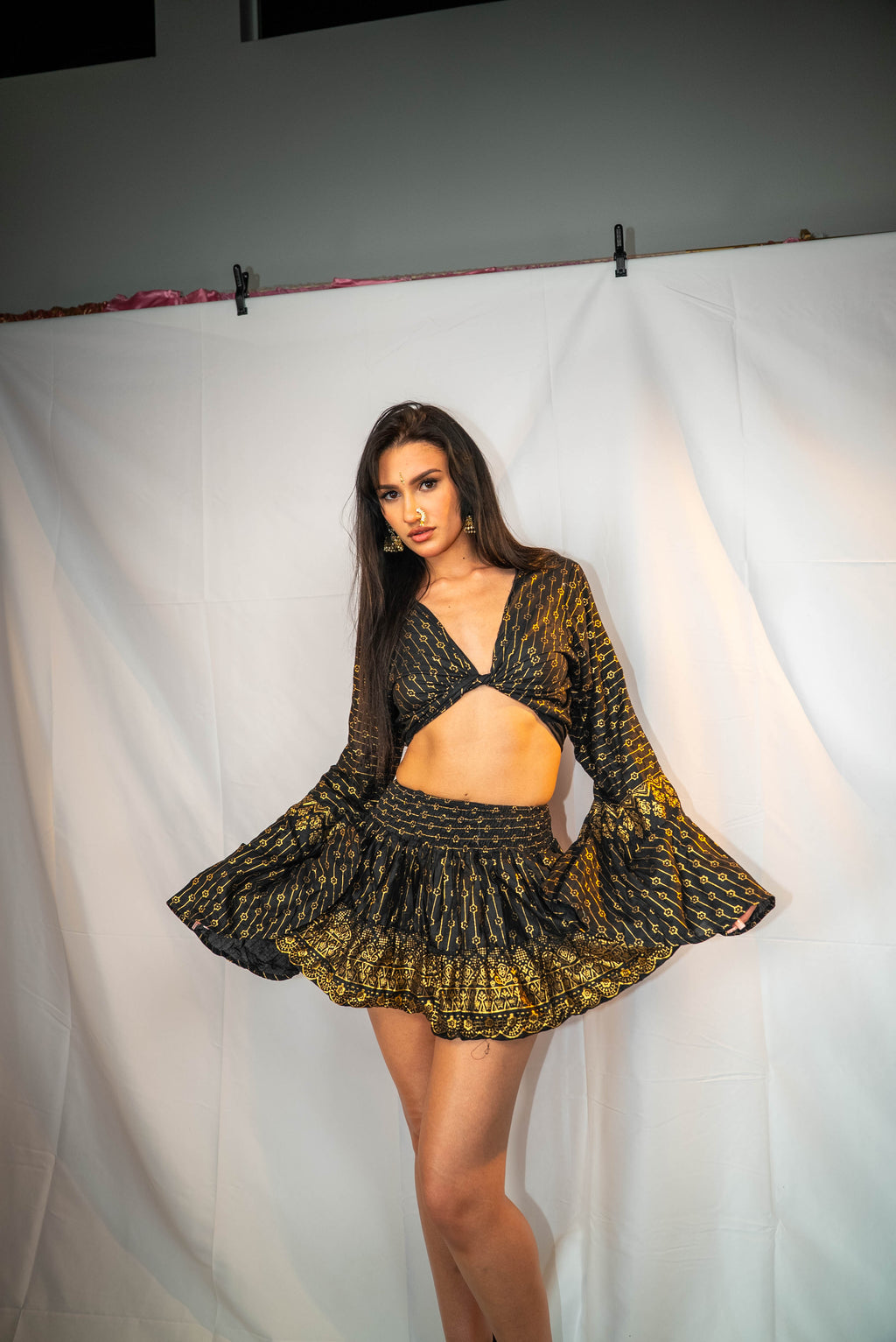 Black Lotus Mini Skirt Set (petite skirt)