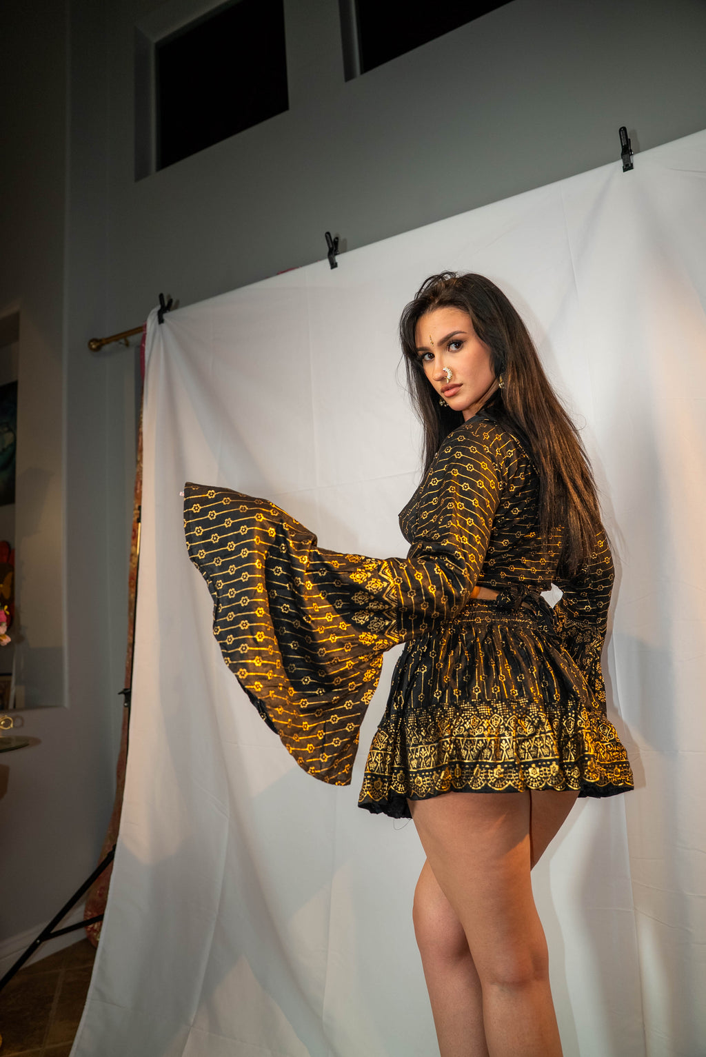 Black Lotus Mini Skirt Set (petite skirt)