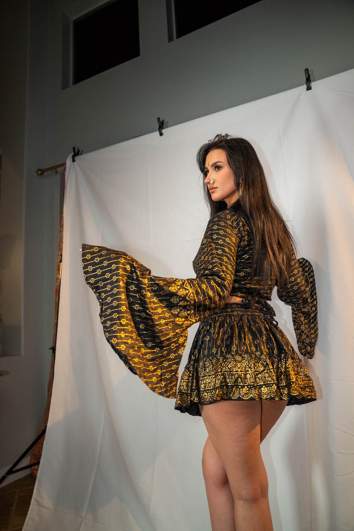 Black Lotus Mini Skirt Set (petite skirt)