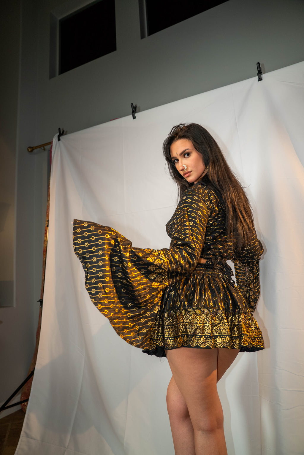 Black Lotus Mini Skirt Set (petite skirt)