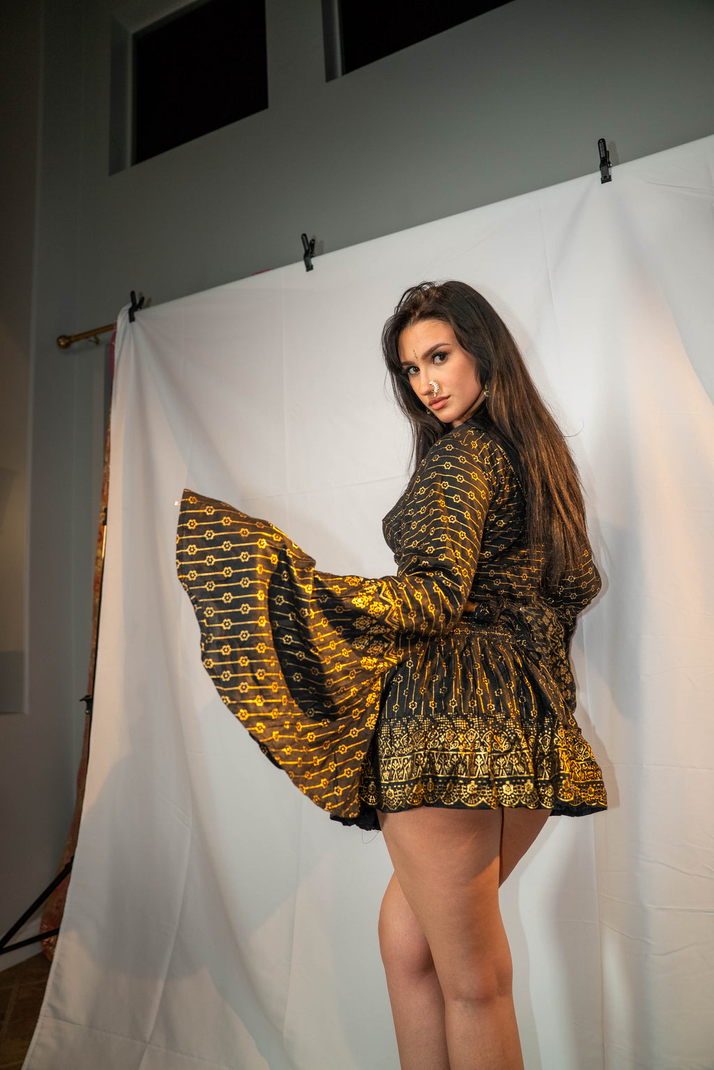 Black Lotus Mini Skirt Set (petite skirt)