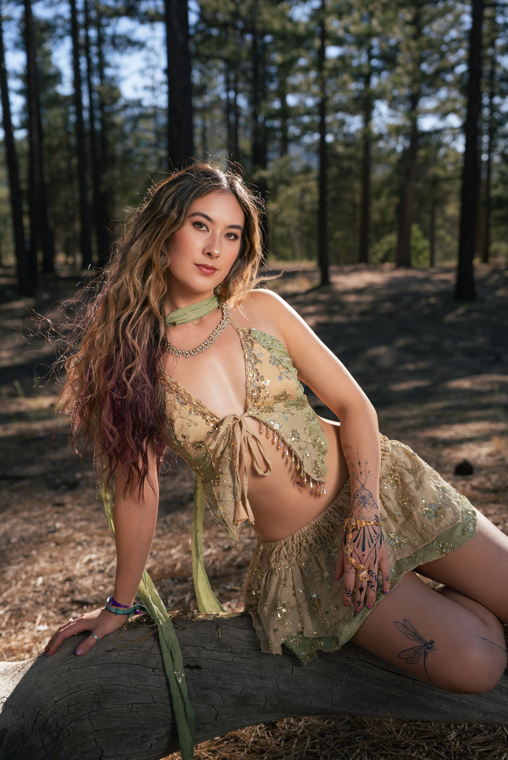 Elven fairy princess Lotus Mini Skirt Set