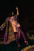 Load image into Gallery viewer, Purple garden Hoodie Kimono
