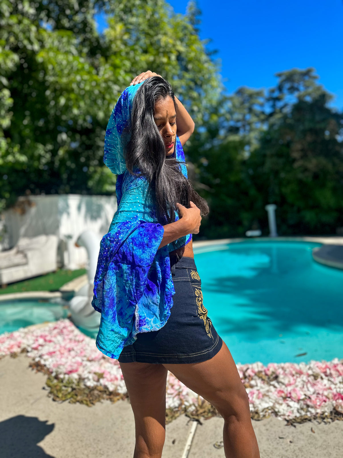 Tie-dye ocean wrap top hoodie