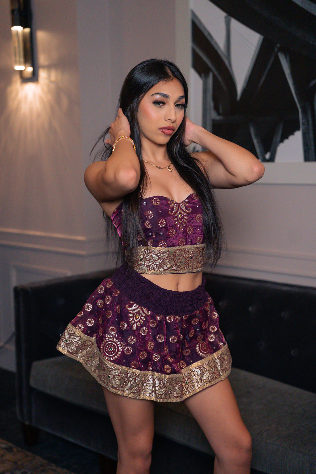 Purple Cosmos Mini Gehr Skirt Set