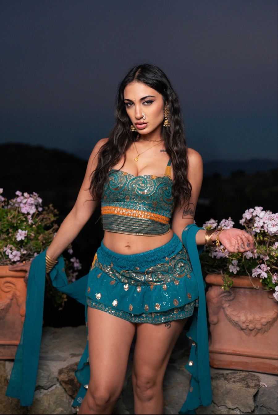 Blue Sun Shakti Mini Skirt Set