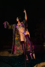Load image into Gallery viewer, Purple garden Hoodie Kimono
