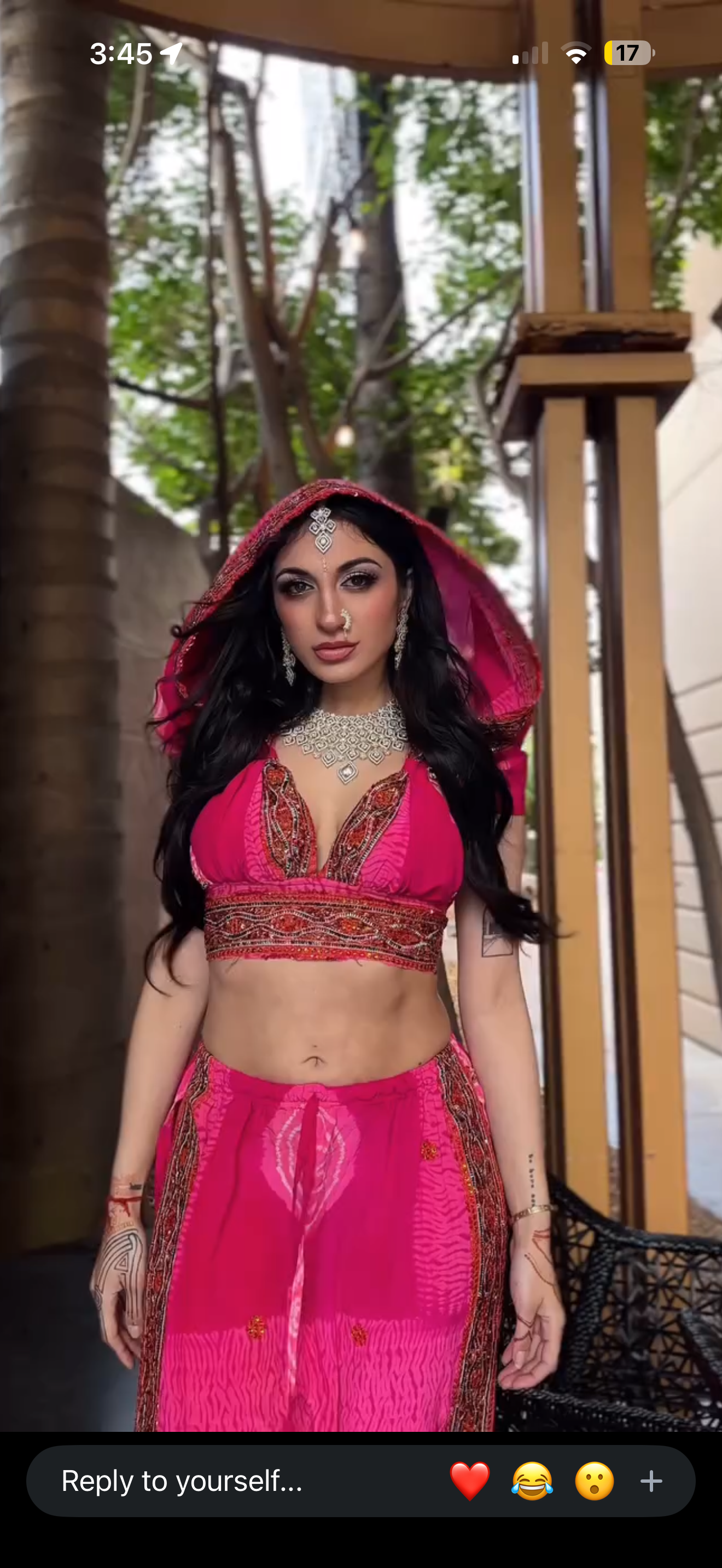 Pink Bandhani Lotus Jasmine Set
