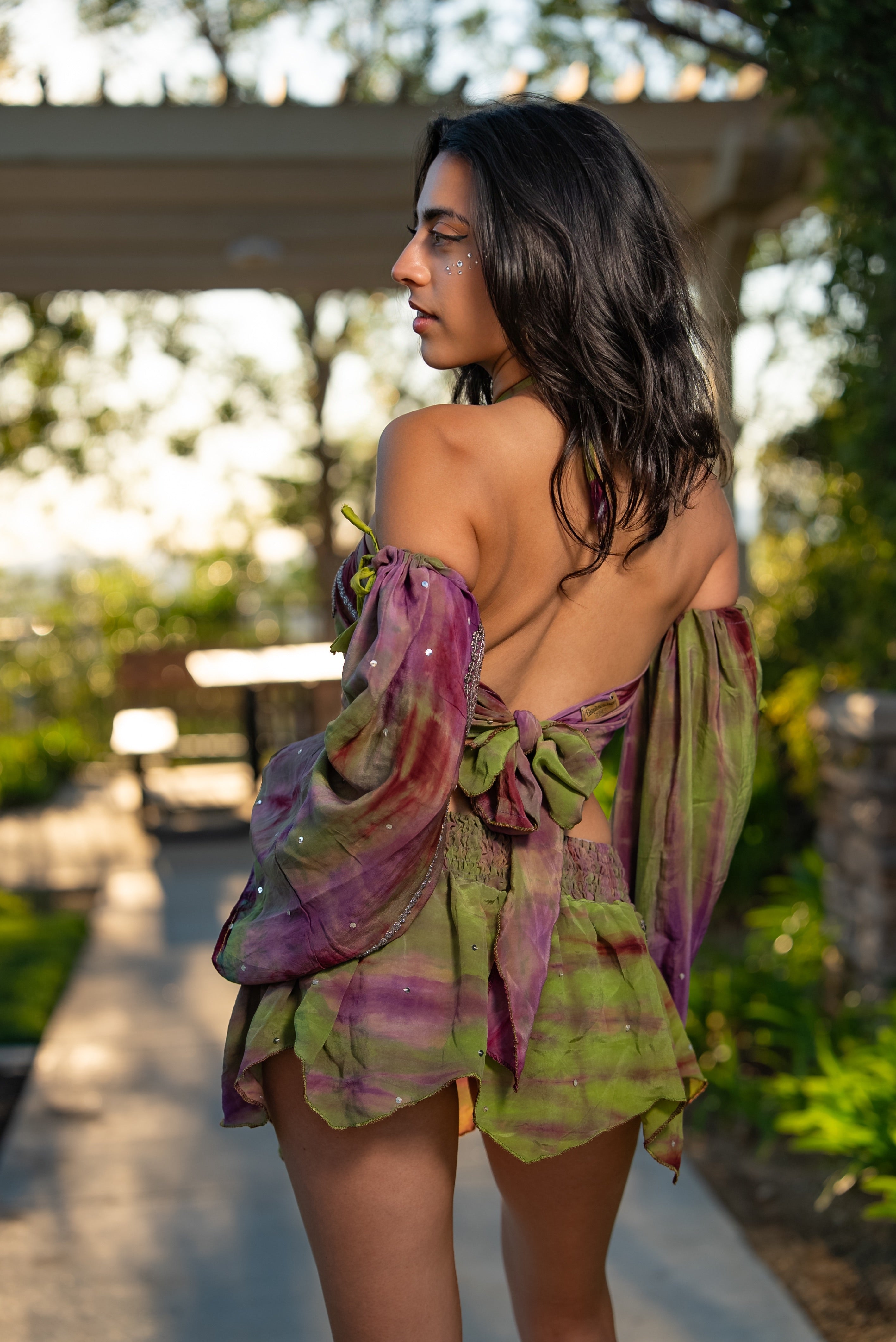 Purple Jungle Lotus Mini Skirt Set
